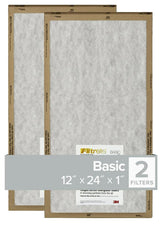 Filtrete FPL20-2PK-24 Flat Panel Air Filter, 24 in L, 12 in W, 2 MERV, For: Air Conditioner, Furnace and HVAC System